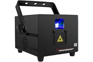 SHEHDS DJ Lights Beam Effect RGB Full Color 3D Animation Patterns 3000MW Scanner Stage ILDA Lights DMX512 & Sound Activated Control Strobe Party Lights for Disco KTV Christmas Club Birthday Bar-1 Pack