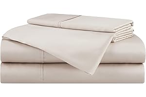 Aston & Arden Eucalyptus Sheet Set - Super Soft, Silky Cooling Tencel Lyocell | Breathable, Wrinkle-Free, Sustainably Sourced | 4-Piece Flat, Fiitted Bed Sheets, Pillowcases, King, Beignet Beige