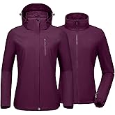 CAMEL CROWN Women's 3-in-1 Waterproof Ski Jacket Windproof Winter Coat Fleece Inner Snow Snowboarding Jacket Outdoor