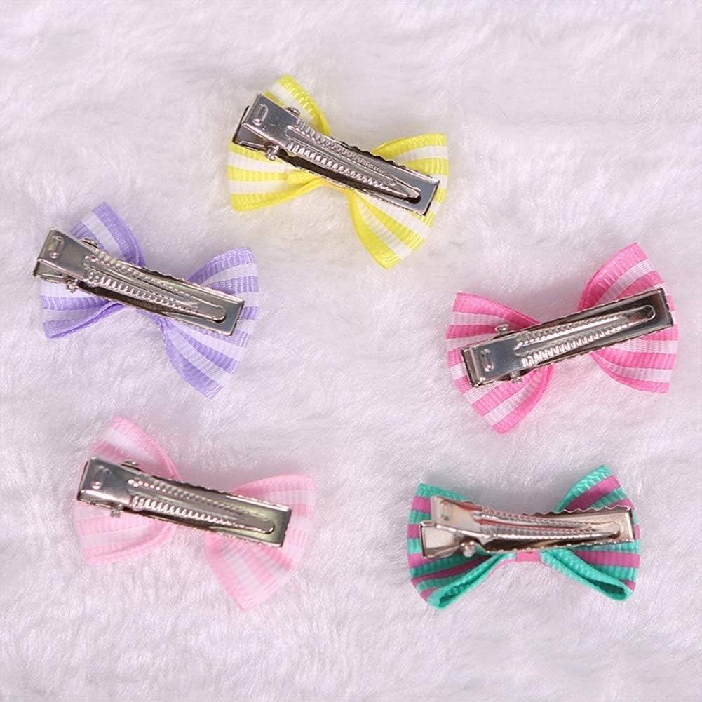 DOUP 20 Pcs Lovely Pet Dog Hair Clips Striped Puppy Bowknot
