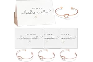 Will You Be My Bridesmaid Maid of Honor Card & Tie The Knot Bracelet Set of 4, 5, 6, 7
