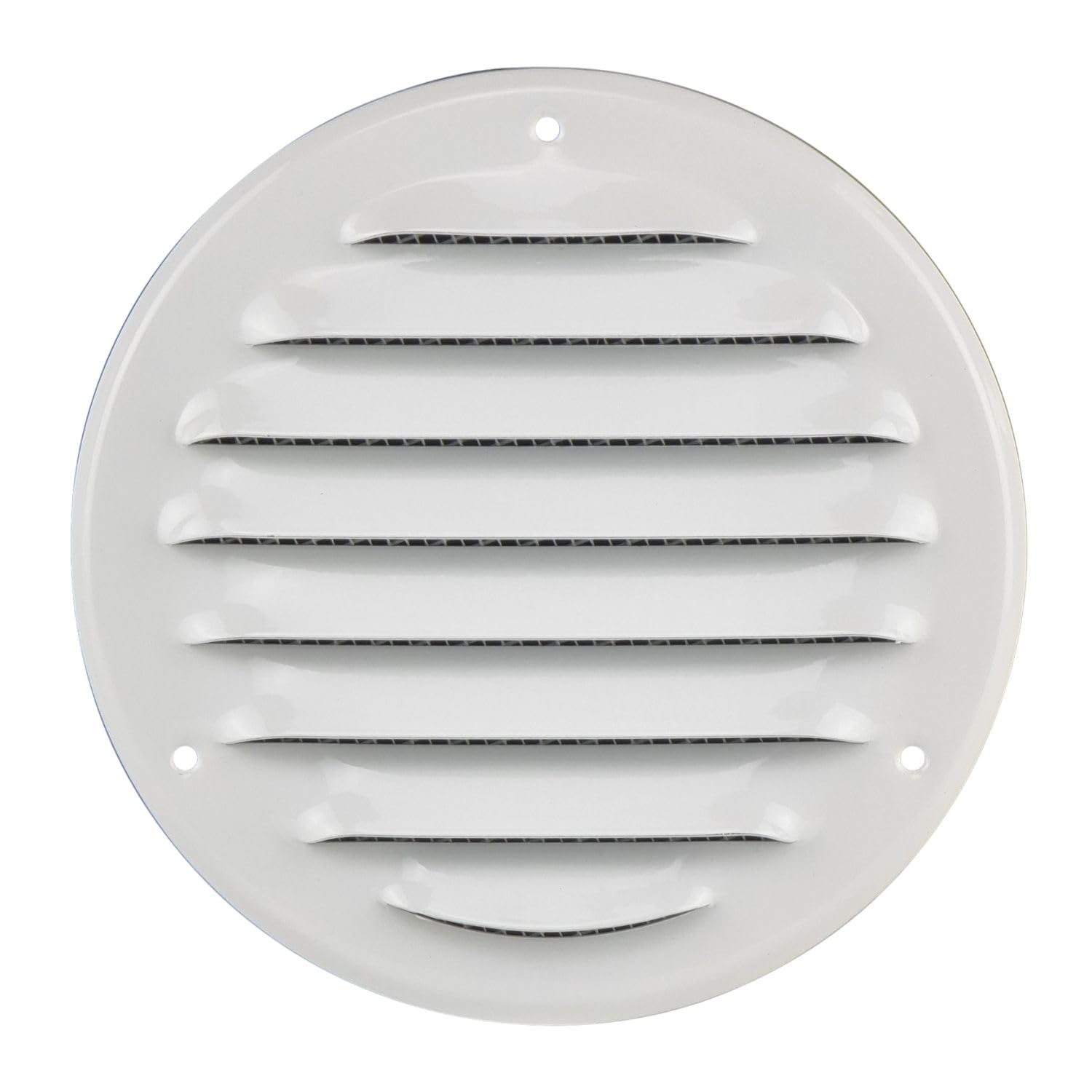 Steinberg14 White 100mm Metal Air Vent Cover with Insect Mesh - 4 inch Round Ventilation Grille