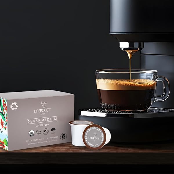 LIFEBOOST ORGANIC DECAF COFFEE K CUPS – LOW ACID SINGLE ORIGIN NON-GMO MOLD FREE DECAF COFFEE PODS COMPATIBLE WITH KEURIG & KEURIG 2 – THIRD PARTY TESTED FOR MYCOTOXINS AND PESTICIDES – 10 COUNT