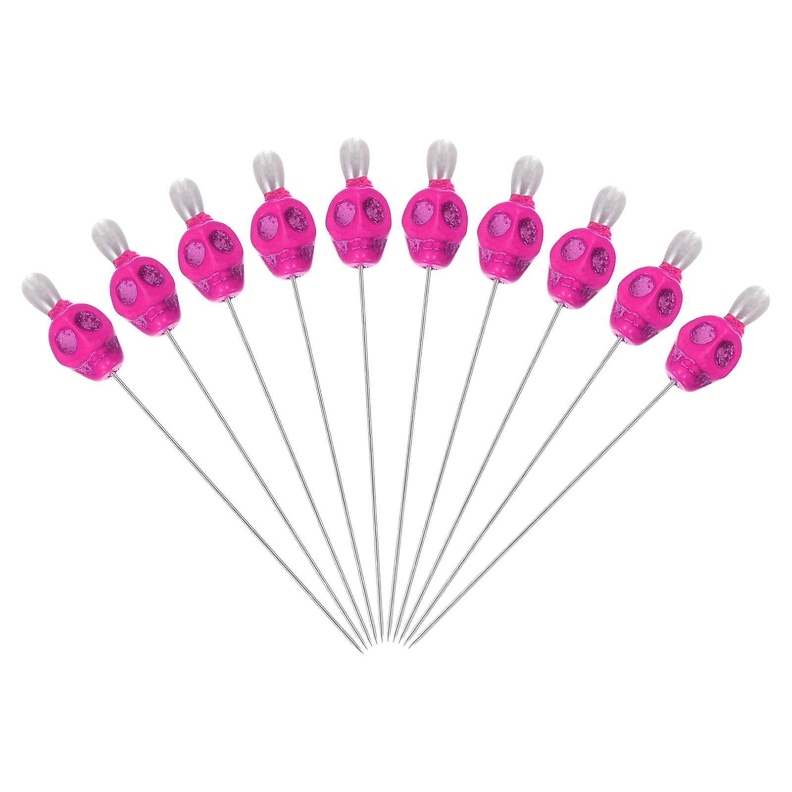 PATIKIL 3" Skull Sewing Pins, 10Pcs Steel Straight Pins with Skull Head for Fabric DIY Decoration Crafting Quilting Sewing Supplies, Pink