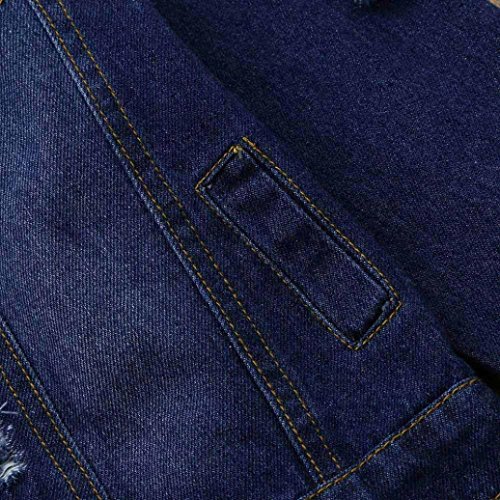 Kollmert Toddler Baby Girls Coat Hole Washed Denim Jeans Jackets Winter Warm Outwear (Dark Blue, 3T) - Thumbnail 7