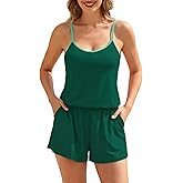 Smismivo Swim Romper with Built in Bra and Pockets One Piece Swimsuit Women Cute Color Block Bathing Suits