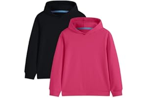 Comche 2 Pack Cotton Kids Hoodies Light Weight Sweatshirts (Thin) Boys Girls Fall Spring Long Sleeve Pullover Toddlers Tops