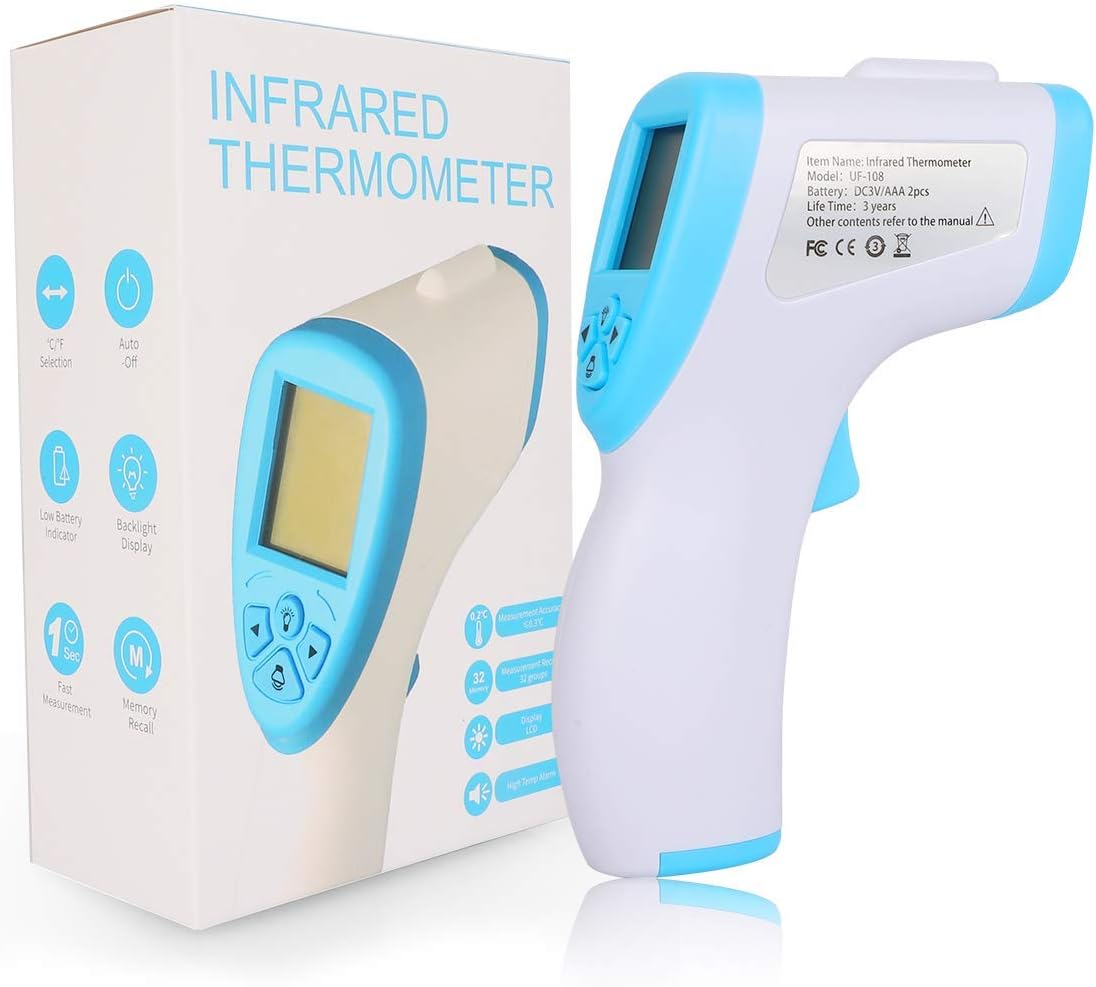 LCD Digital Non-Contact IR Infrared Themoneter Forehead Baby Temperature Measurement Tools for Baby, Adult, Child, Surface of Objects