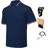 VKT 4 Pcs Official Baseball/Softball Umpire Kit Set Including Umpire Shirt Indicator Brush Whistle for Men Referee