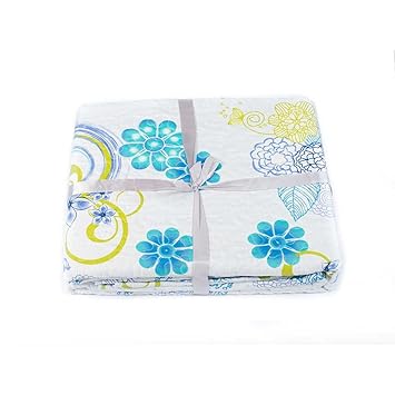 Couvre Lit Jeté De Lit Imprimé Blanc Avec Dessins Fleurs