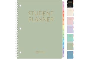 Student Planner 2025-2026, SUNEE Academic Weekly & Monthly Planner, Jul. 2025 - Jun. 2026, 8.5"×11" School Planner, Lesson Plan Book with Week's Goals, Bookmark, Monthly Tabs, 3-Hole Punched, Green