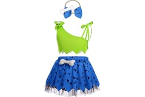 IDOPIP Kids Baby Bam Bam Costume Caveman Cavegirl Stone Age Outfit for Girl Boy Halloween Cosplay Dress Up Photo Shoot 6M-6T