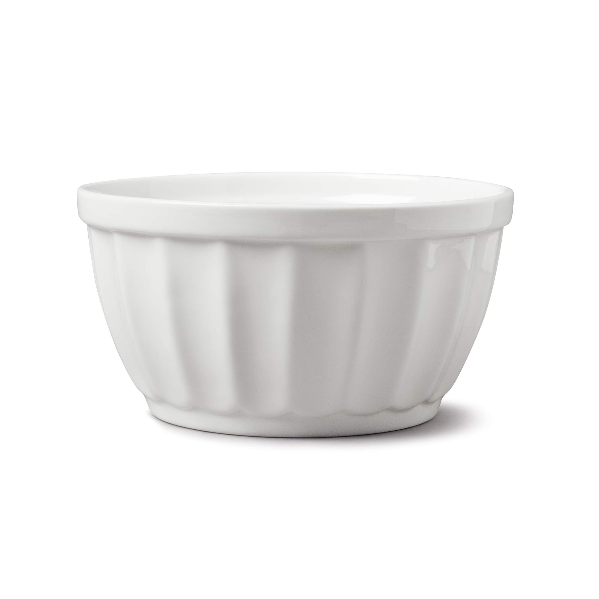 WM Bartleet & Sons 1750 T470 Traditional Porcelain Large Fluted Kitchen Serving Bowl, 1200ml – White