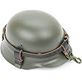 German WWII Helmet Black Leather Carry Strap with Metal Fittings (Helmet not included)