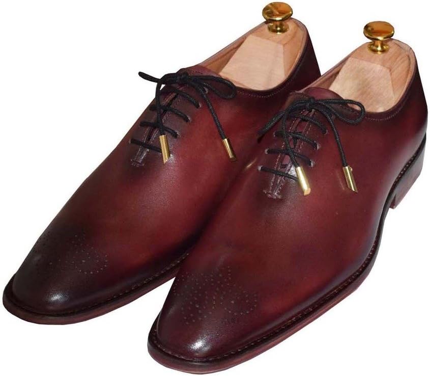 Lethato Wholecut Oxford Hand-Painted Shoes- Cherry