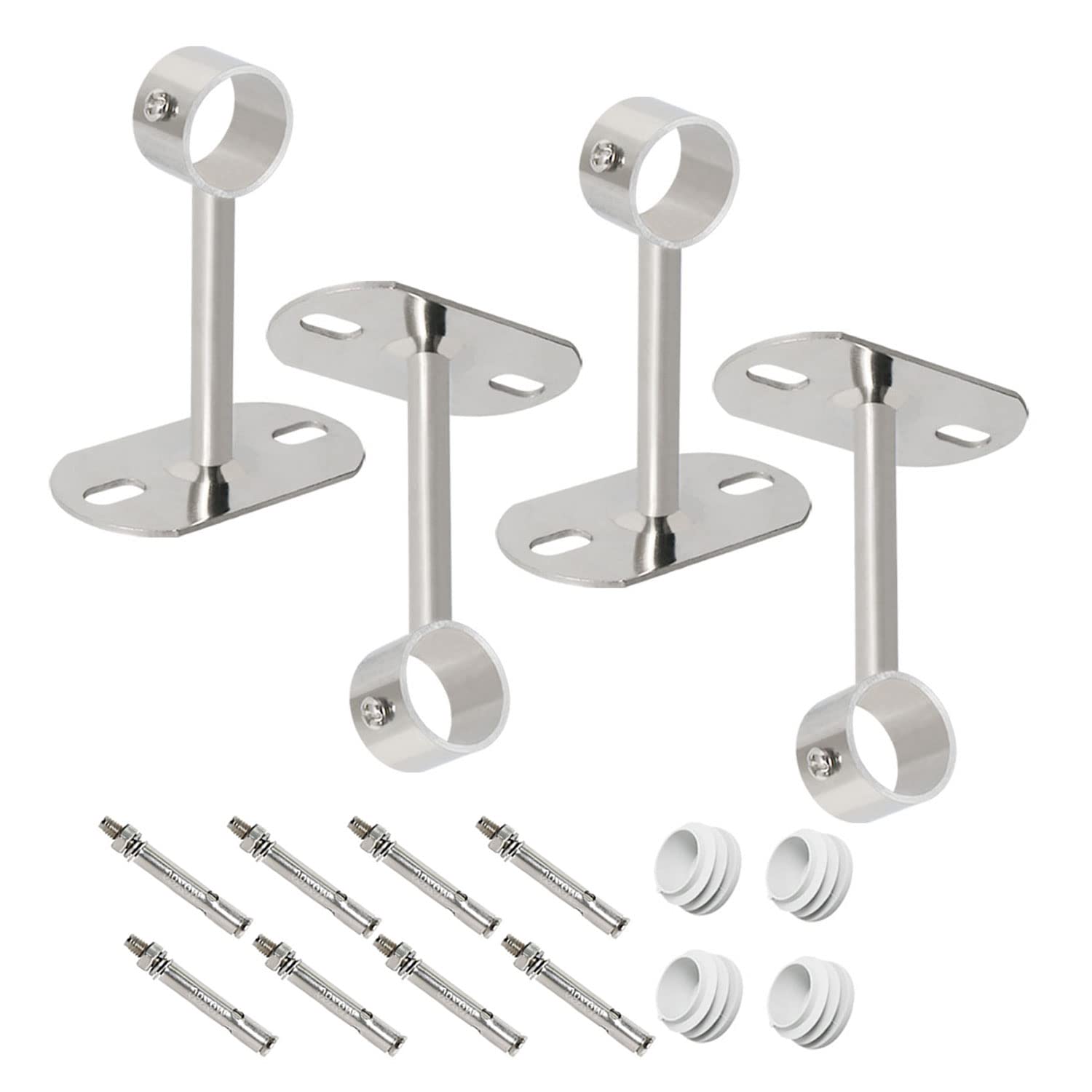Ohamtes 4Pcs ID25 mm (1"), L100mm, clothes rail mounting bracket, shower curtain closet tie rod support frame, curtain rod flange socket, suitable for ceiling or wall mounting