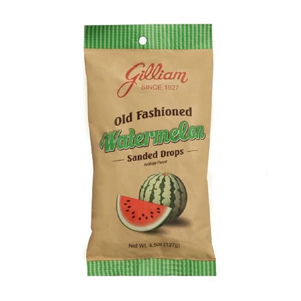GILLIAM OLD FASHIONED CANDY FLAVORED SANDED WATERMELON DROPS (4.5 OZ. BAG) (WATERMELON)
