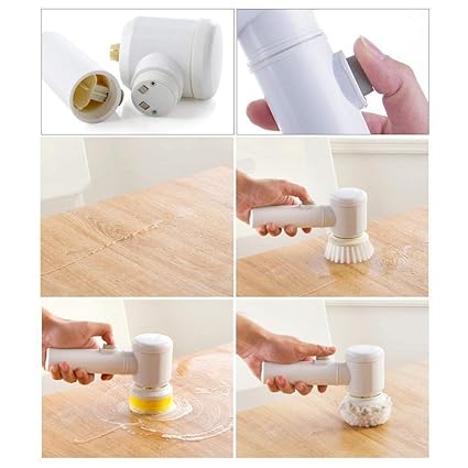 Techsun Multi-Function Universal 5 in 1 Electric Power Scrubber Cleaning Brush for Kitchen Bathroom Tub Shower Tile Carpet