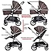 BABY JOY Baby Stroller, 2 in 1 Convertible Carriage Bassinet to Stroller, Pushchair with Foot Cover, Cup Holder, Large Storage Space, Wheels Suspension, 5-Point Harness, Coffee