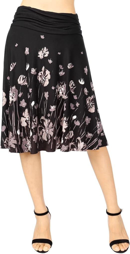 DJT Damen Elastische Taille A-Linie Sommerrock Strandrock Swing Rock ...