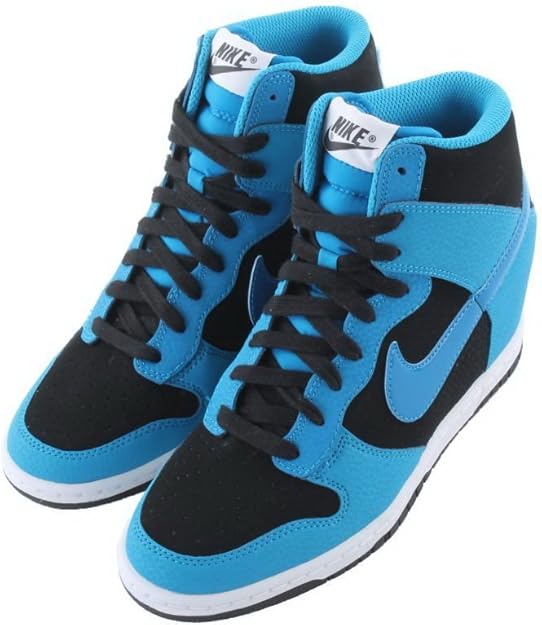 Amazon.com | Nike Women's Wmns Dunk Sky Hi Essential, BLACK/LIGHT BLUE LACQUER-WHITE, 11 US 