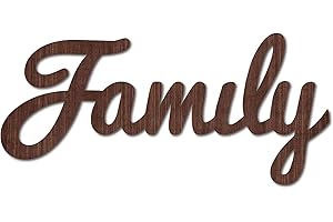 CREATCABIN Cutout Sign Family Letter Wooden Wall Art Decor Wood Word Sculpture Signs Rustic Farmhouse for Housewarming Home Front Door Entryway Wall Decoration, Brown, 11.9 x 5.5inch