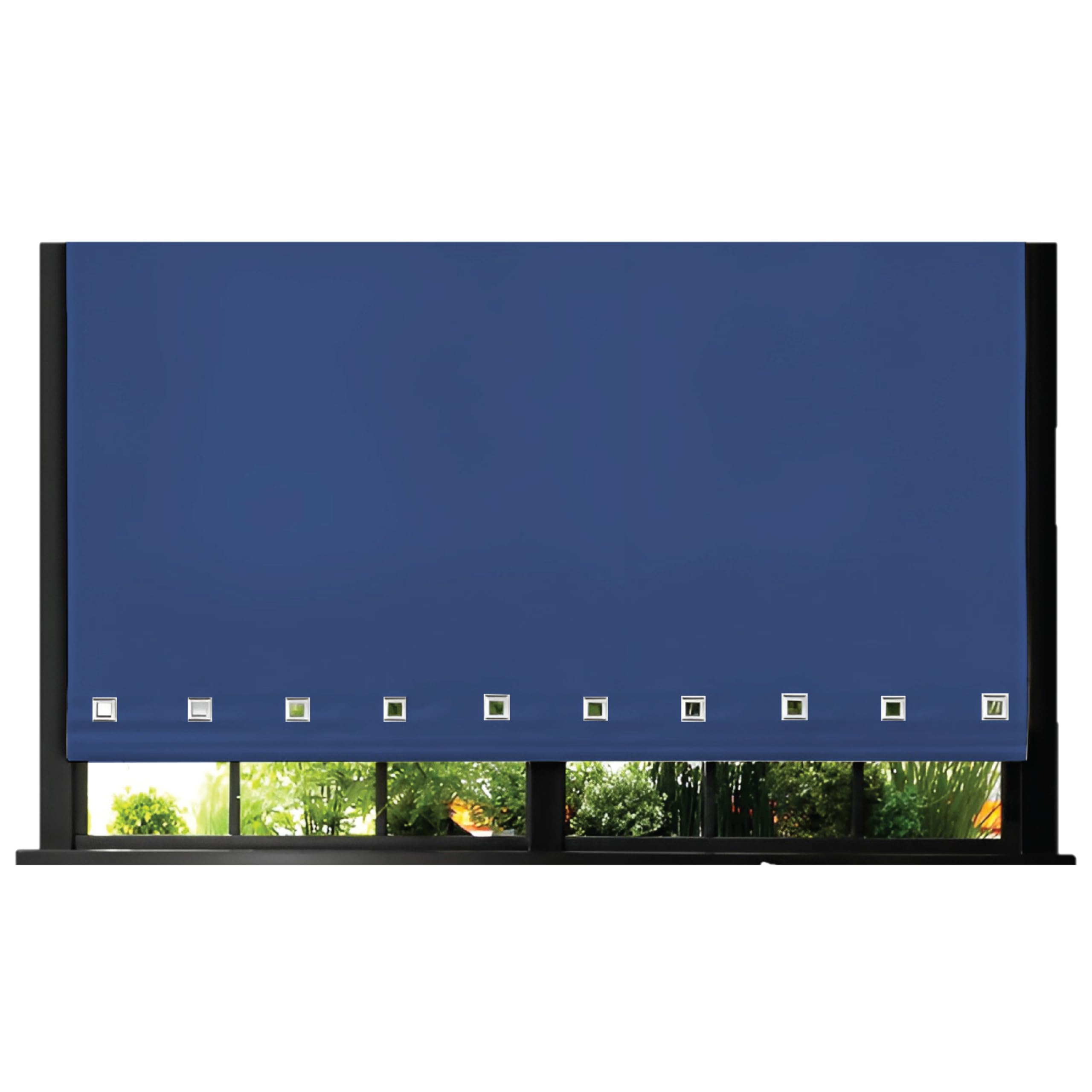 Funky Gadgets Roller Blinds Square Eyelet Light Filtering Roller Blind Daylight Trimmable Blinds Child Safe Easy Fit Metal Tube Home Office Window Blinds- Blue, W60 x L165cm