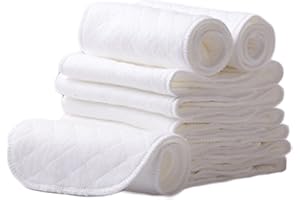 Staringirl 10 Piece Newborn Baby Cotton Reusable Soft Cloth Inserts Blend Cloth Diaper 3 Layers (Color#1)