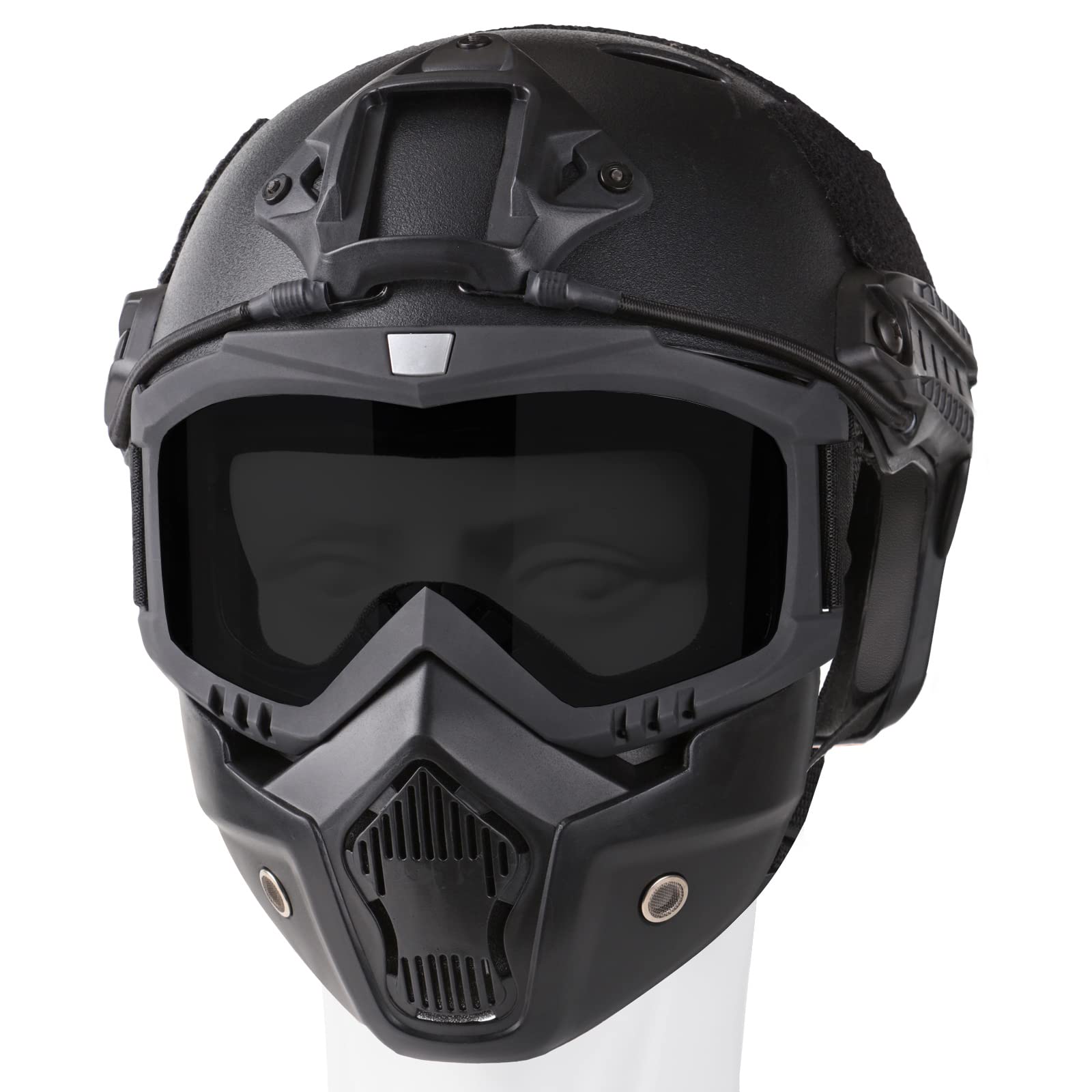 Photo 1 of VPZenar Full Face Airsoft Mask and Helmet,Black Tactical Helmet with NVG Mount, Anti Fog Paintball Mask, Detachable Goggles, Cosplay Tactical Protective Gear