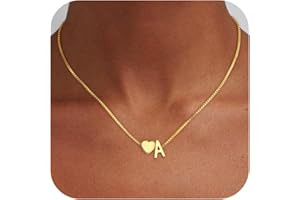Eaciy Christmas Gifts for Grandkids Teens Girls, 18K Gold Plated Letter A-Z Heart Initial Necklaces for Women Teen Girl Trendy Stuff Birthday Gifts Stocking Stuffers for Teen Girls Women Jewelry