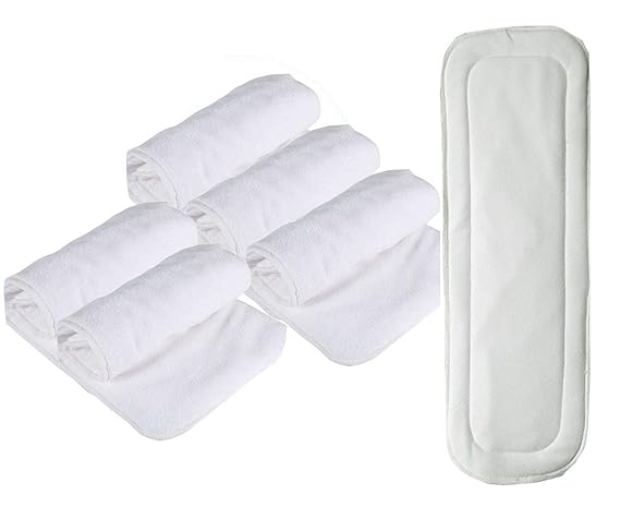 Chinmay Kids Microfiber 4 Layer Baby Diaper Inserts - Reusable Baby Cloth Diaper, Age 0-24 Months, White (Pack of 6)