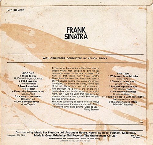Orchestra Conducted By Nelson Riddle Frank Sinatra Close To You Part 1 Close To You Love Locked Out The End Of A Love Affair Amazon Com Music