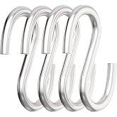 304 Stainless Steel 3 Inch S Hooks Hanging Hook Loads up to 550 lbs 4 Pcs | S Shaped Hook for Hanging Use