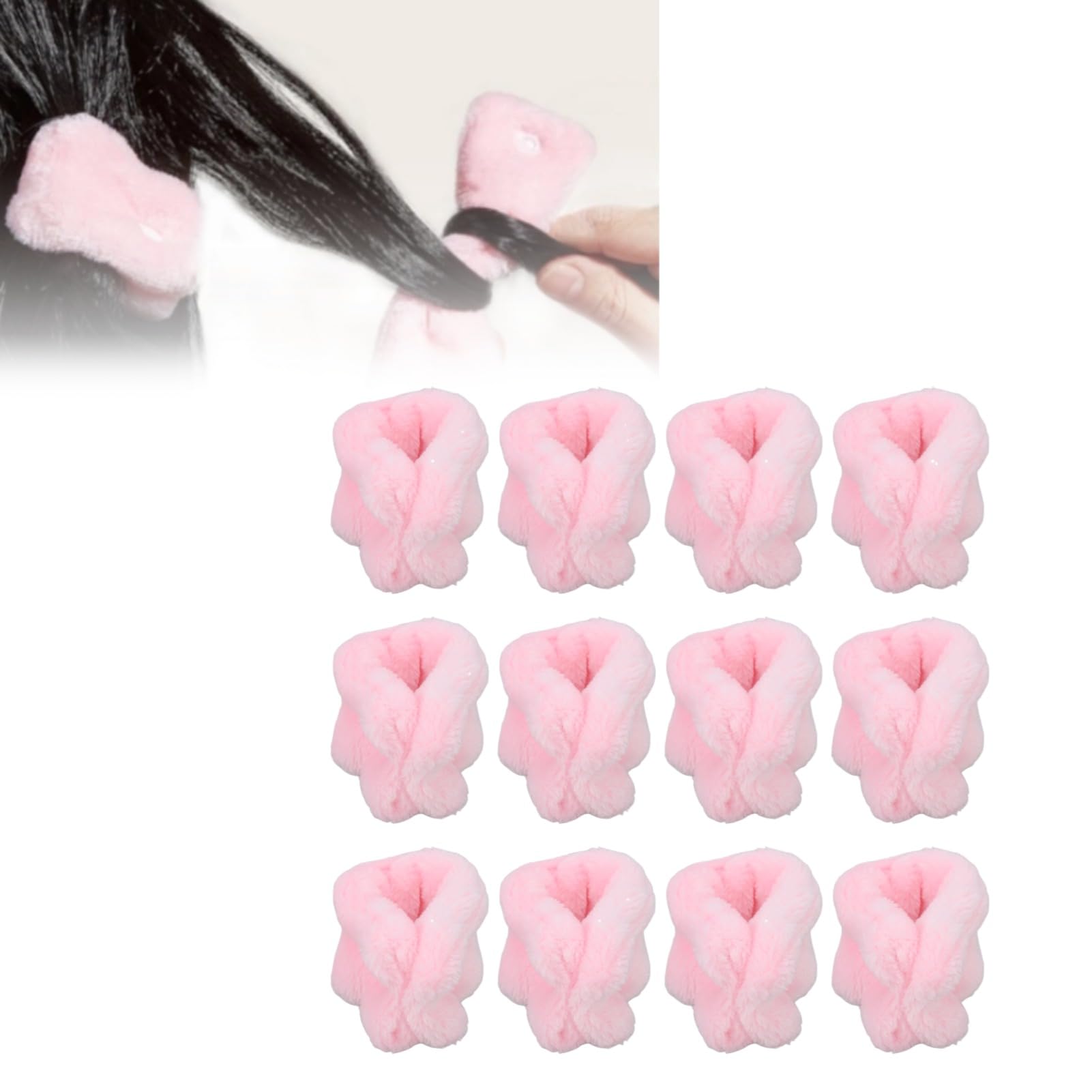 Hair Curlers Rollers, 12pcs Heatless Coral Fleece Hair Rollers Set Hair Curlers DIY Curl Hair Styling Tools for Long Medium Short Thick Fine Thin Hair Pink