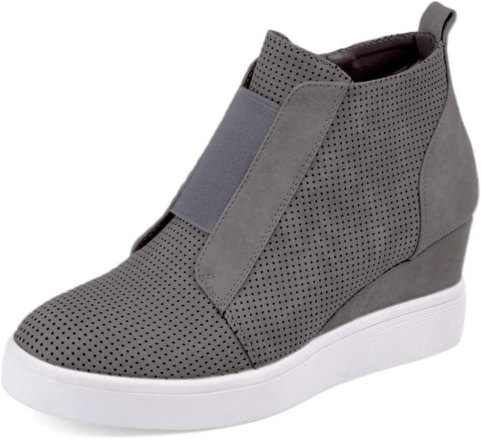 DEARWEN Women's Heel Platform Casual Sneakers Zipper Wedge High Top Sports Shoes