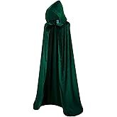 TOONRAIN Unisex Full Length Velvet Cape with Hood Adult Halloween Costume Cloak Vampire Witch Cosplay for Women