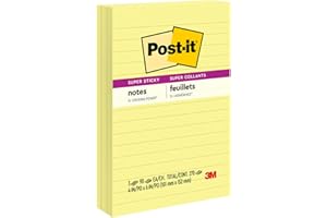 Post-it Super Sticky Lined Notes, 3 Sticky Note Pads, 4 x 6 in., School Supplies, Office Products, Sticky Notes for Vertical 