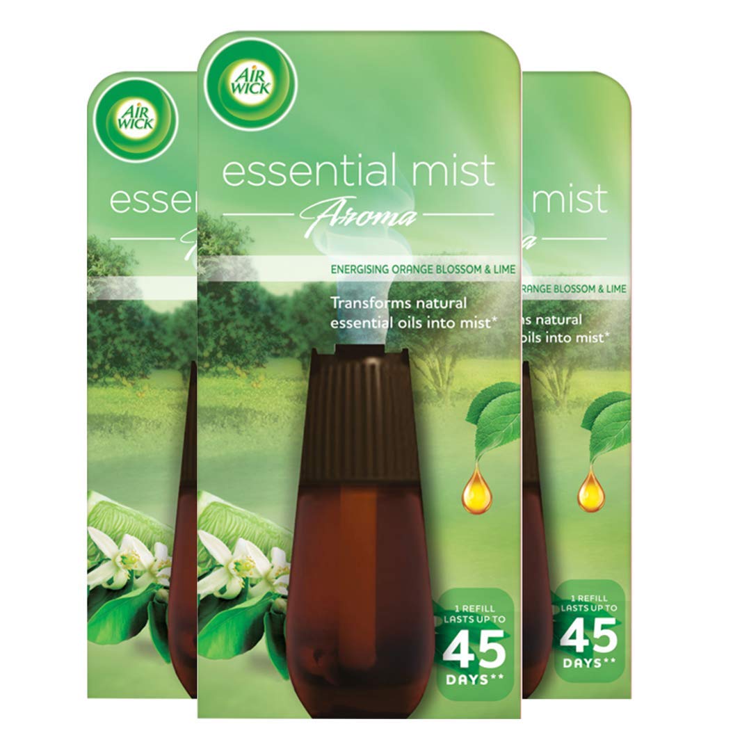 Air Wick |Energising Orange Blossom & Lime | Essential Mist Air Freshener Refill |20ml| Pack of 3