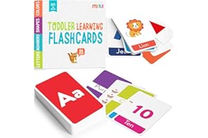 Merka Toddler Flash Cards - Interactive Alphabet Learning with Alphabet Flash Cards for Toddlers 1-3 - Pack of 64, 4.2" x 2.4" - Double-Sided for 1-4 Years Old - Multicolor
