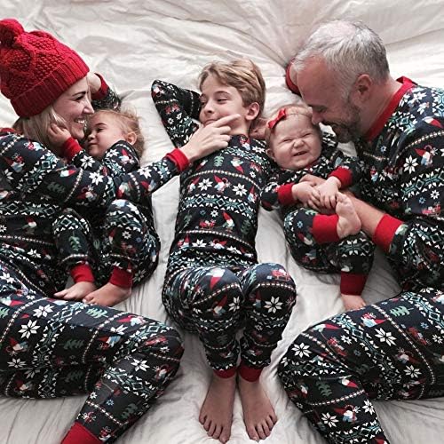 gainvictorlfChristmas Family Matching Kids Baby Women Men Long Sleeve Pajamas Sleepwear - Black Mother S