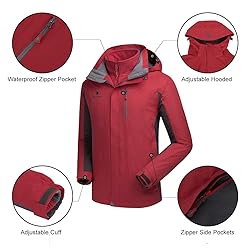 CAMEL CROWN Men’s Ski Jacket 3 in 1 Waterproof