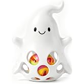 KKTU Baby's First Halloween Ghost Teether Gift, BPA Free Silicone Teething Toy with Removable Rattle &amp; Textured Back for Babies 3-24 Months