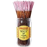 Wild Berry Peace of Mind 11-Inch Incense Sticks, Hand Dipped, 100 Count | Peach, Black Currant, Lilac and Vanilla Bean Scent, Premium Incense Sticks, Home Fragrance Aromatherapy, USA made, 100 Count