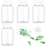WLLHYF 4Pcs Clear Pill Bottle, 200ml Empty Clear