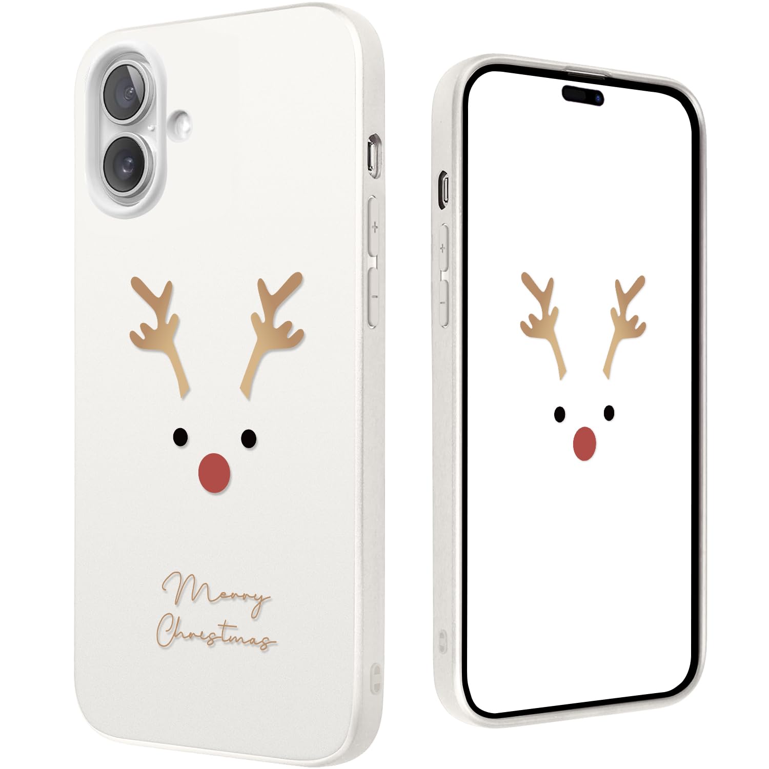 COBATREE for iPhone 16 Plus Phone Case, White Matte Case with Cute Elk Christmas Bumper Protective Shockproof Soft Cover Case for iPhone 16 Plus 6.7”-Cute Elk