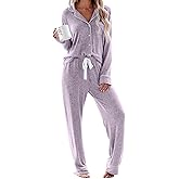 Aamikast Women's Pajama Sets Long Sleeve Button Down Sleepwear Nightwear Soft Pjs Lounge Sets