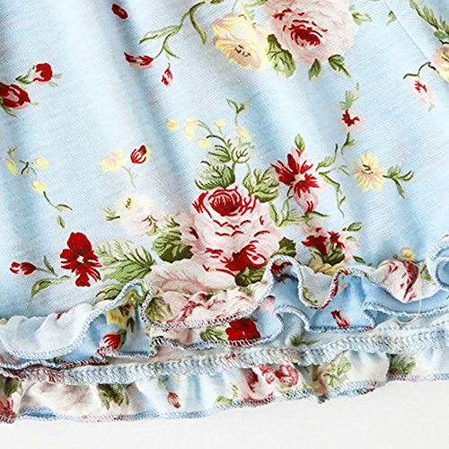 WEUIE Clearance Sale Women Sleeveless Print Crop Cami Tops Blouse+Ruffles Cord Shorts Outfit Set Suit (XL,Blue )