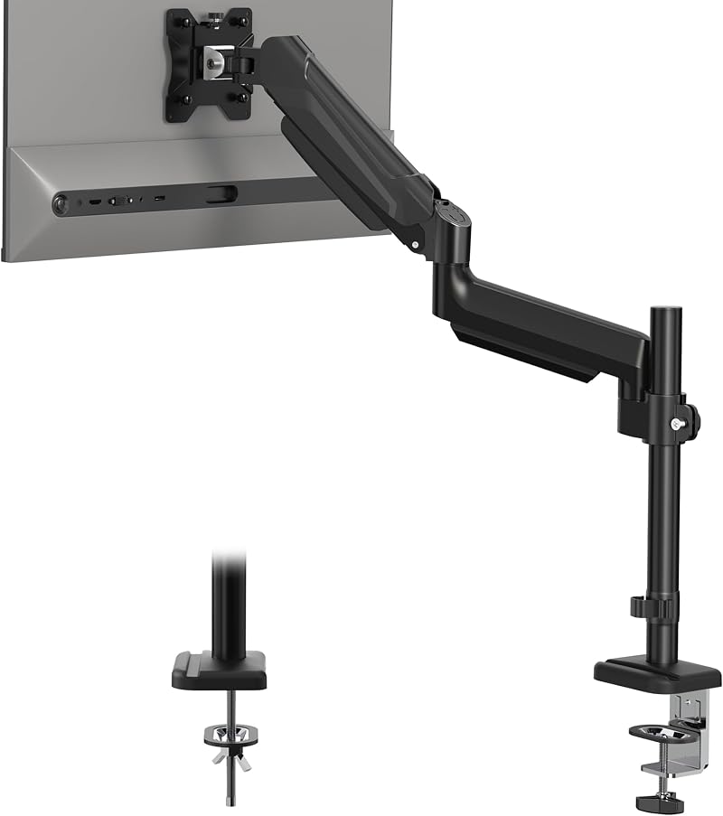 BONTEC Single Monitor Arm Desk Mount 13-32 Inch Gas Spring 9kg VESA 75/100