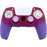 RALAN Purple Red Controller Skin Silicone for PS5, Non-Slip Grip Cover Protector Compatible with PlayStation 5 Controllers with 2 Thumb Grip Caps