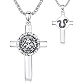 SIMONLY Zodiac Sign Necklace 925 Sterling Silver Cross Pendant 12 Constellation Necklace Astrology Jewelry Birthday Gifts for Men Women